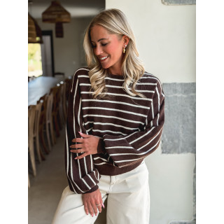 Pull Ligné Gaïane - Chocolat