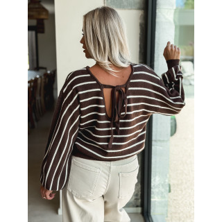 Pull Ligné Gaïane - Chocolat