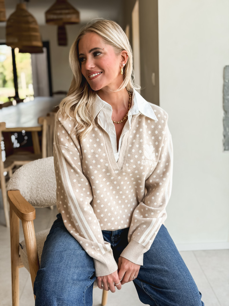 Pull à pois Lanara - Beige