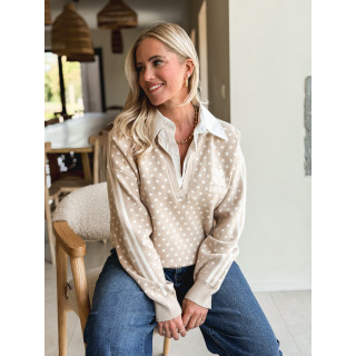 Pull à pois Lanara - Beige