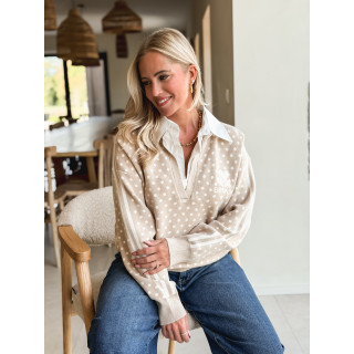 Pull à pois Lanara - Beige