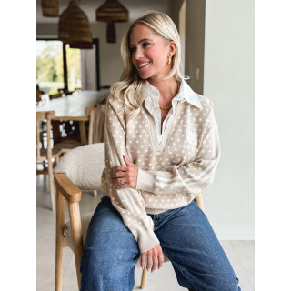 Pull à pois Lanara - Beige