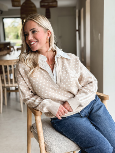 Pull à pois Lanara - Beige