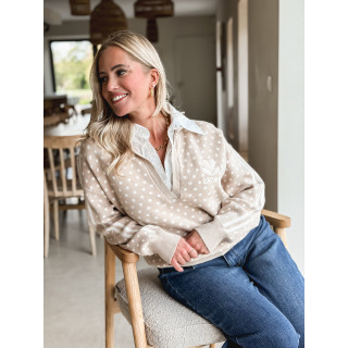 Pull à pois Lanara - Beige