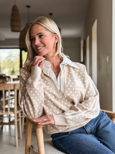 Pull à pois Lanara - Beige
