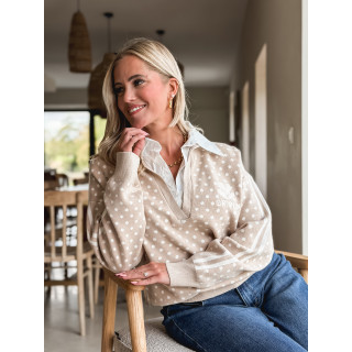 Pull à pois Lanara - Beige
