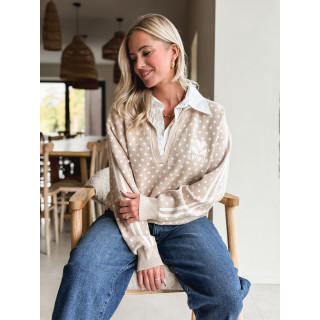 Pull à pois Lanara - Beige