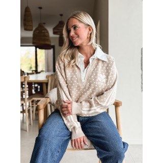 Pull à pois Lanara - Beige