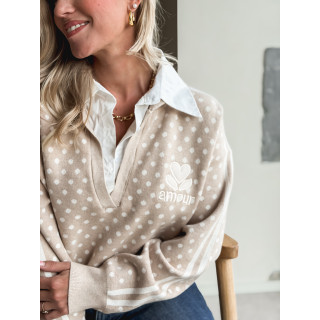 Pull à pois Lanara - Beige
