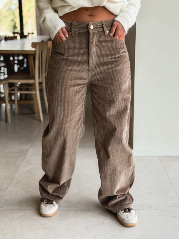Pantalon en velours Isalina - Taupe