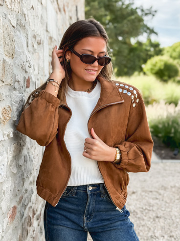 Veste en suédine Annaelle - Camel