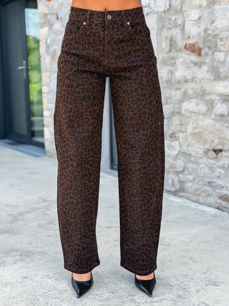 Jeans léopard Emerence - Chocolat/Noir Jeans léopard Emerence - Chocolat/Noir