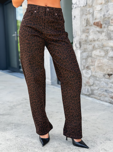 Jeans léopard Emerence - Chocolat/Noir Jeans léopard Emerence - Chocolat/Noir