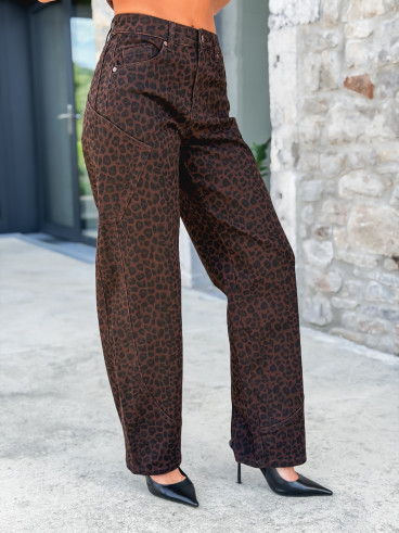 Jeans léopard Emerence - Chocolat/Noir