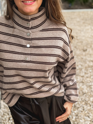 Pull Ligné Calice - Taupe