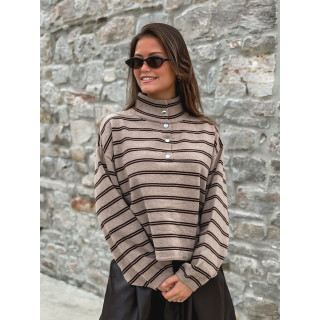 Pull Ligné Calice - Taupe