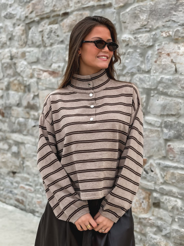 Pull Ligné Calice - Taupe