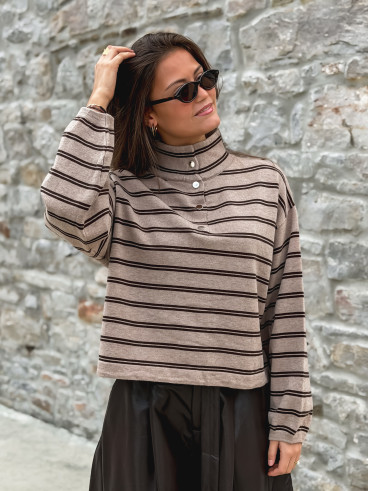 Pull Ligné Calice - Taupe