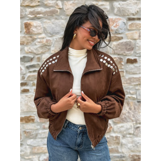 Veste en suédine Annaelle - Marron