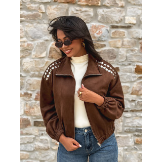 Veste en suédine Annaelle - Marron