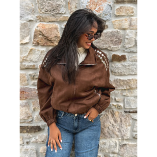 Veste en suédine Annaelle - Marron