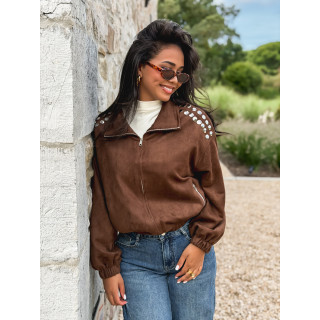 Veste en suédine Annaelle - Marron