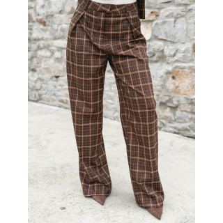 Pantalon à carreaux Alexa - Marron