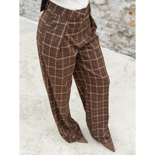Pantalon à carreaux Alexa - Marron