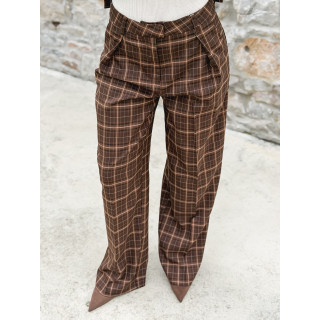Pantalon à carreaux Alexa - Marron