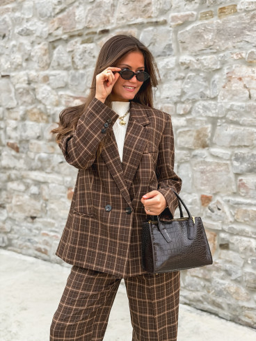 Blazer à carreaux Alexa - Marron