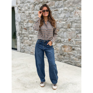 Chemise à carreaux Léliana - Bleu marine/Camel