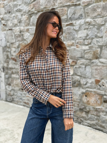 Chemise à carreaux Léliana - Bleu marine/Camel Chemise à carreaux Léliana - Bleu marine/Camel