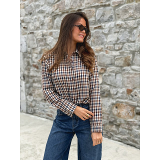 Chemise à carreaux Léliana - Bleu marine/Camel