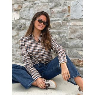Chemise à carreaux Léliana - Bleu marine/Camel