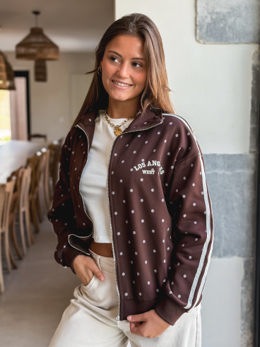 Gilet à pois Mazélia - Chocolat