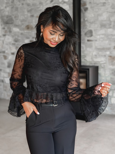Blouse en dentelle Tulia - Noir