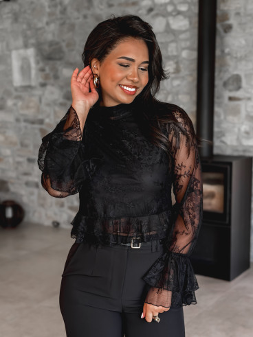 Blouse en dentelle Tulia - Noir Blouse en dentelle Tulia - Noir