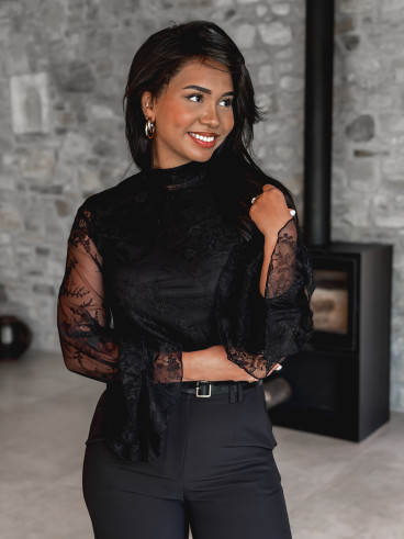 Blouse en dentelle Tulia - Noir Blouse en dentelle Tulia - Noir