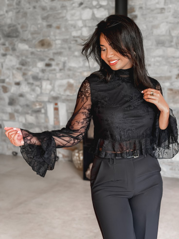 Blouse en dentelle Tulia - Noir Blouse en dentelle Tulia - Noir