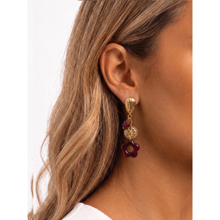 Boucles d'oreilles Luéna - Doré/Bordeaux