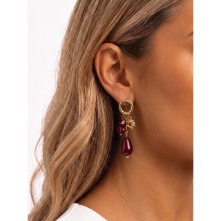 Boucles d'oreilles Lydiane - Doré/Bordeaux