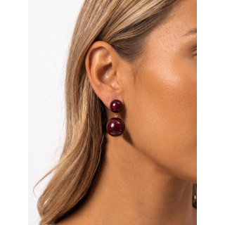 Boucles d'oreilles Nyméa - Doré/Bordeaux