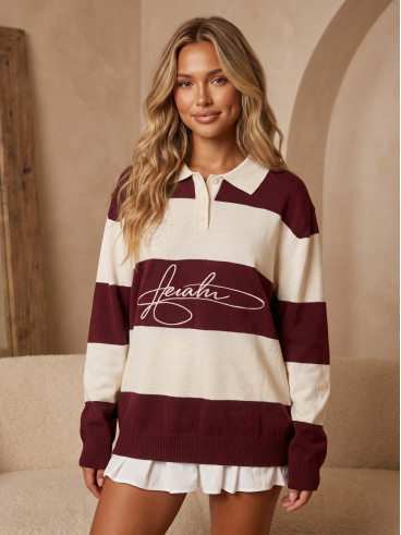 Pull ligné Harry - Bordeaux Pull ligné Harry - Bordeaux
