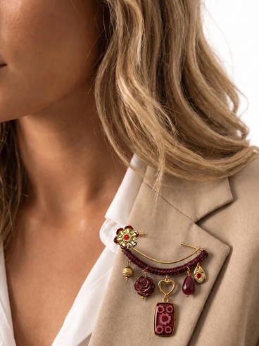 Broche Inessa - Bordeaux
