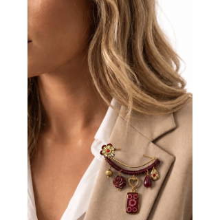 Broche Inessa - Bordeaux