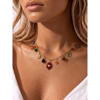 Collier Diva - Doré/Bordeaux
