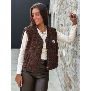 Gilet teddy Natanaëlle - Chocolat