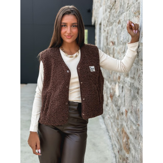 Gilet teddy Natanaëlle - Chocolat
