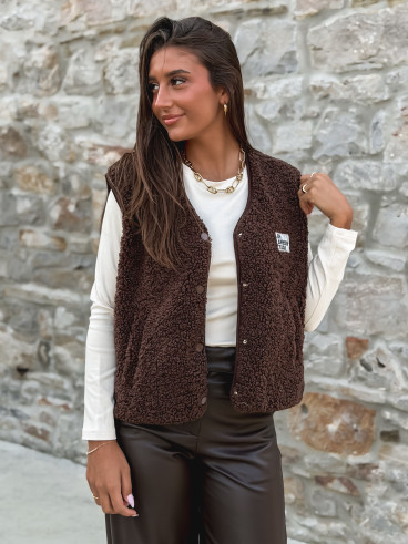 Gilet teddy Natanaëlle - Chocolat Gilet teddy Natanaëlle - Chocolat
