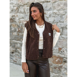 Gilet teddy Natanaëlle - Chocolat
